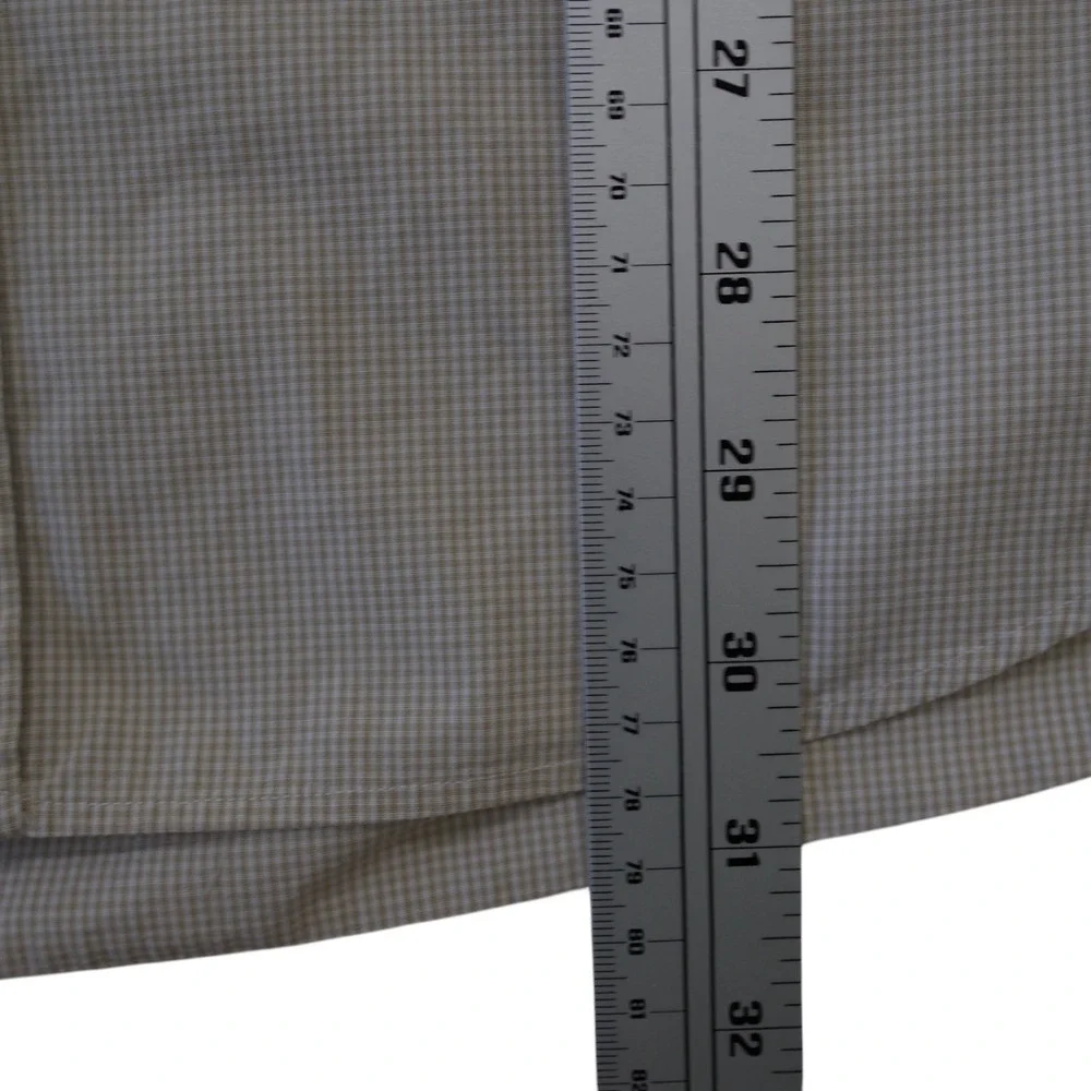 Ralph Lauren Yarmouth Mens Tan Gingham Check Cotton Button Down Shirt 17.5 34/35